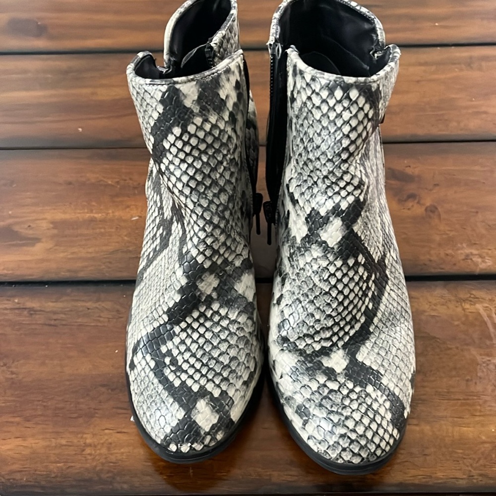 Snakeskin booties
